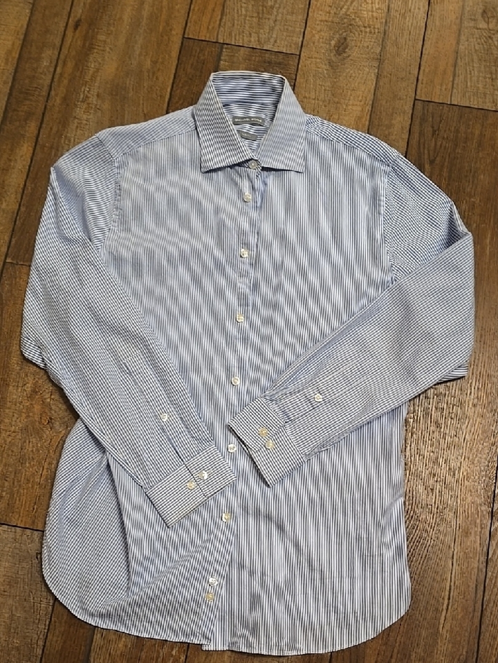 Mens Michael Kors Blue Stripe Slim Fit Dress Shirt
